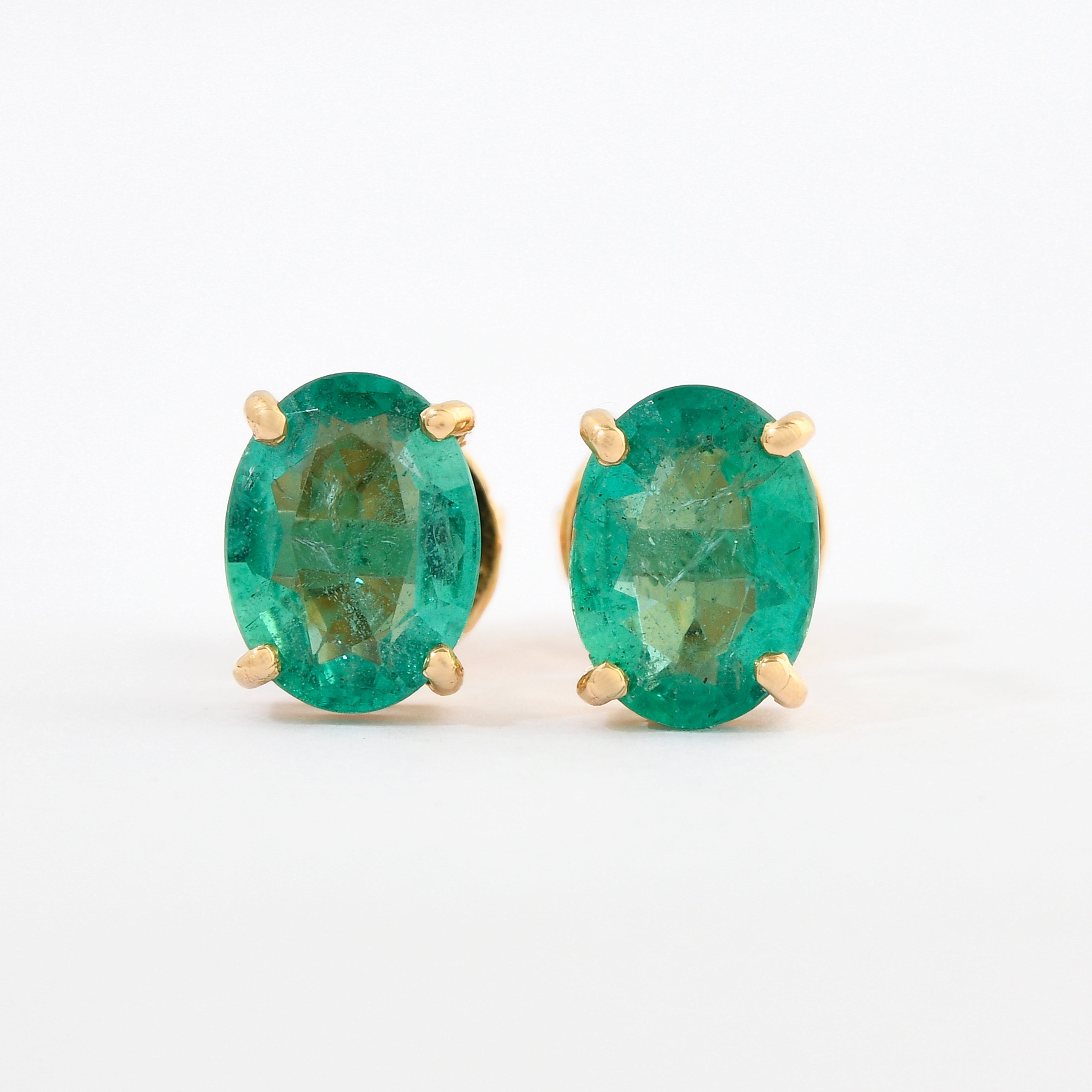 Emerald Oval Studs