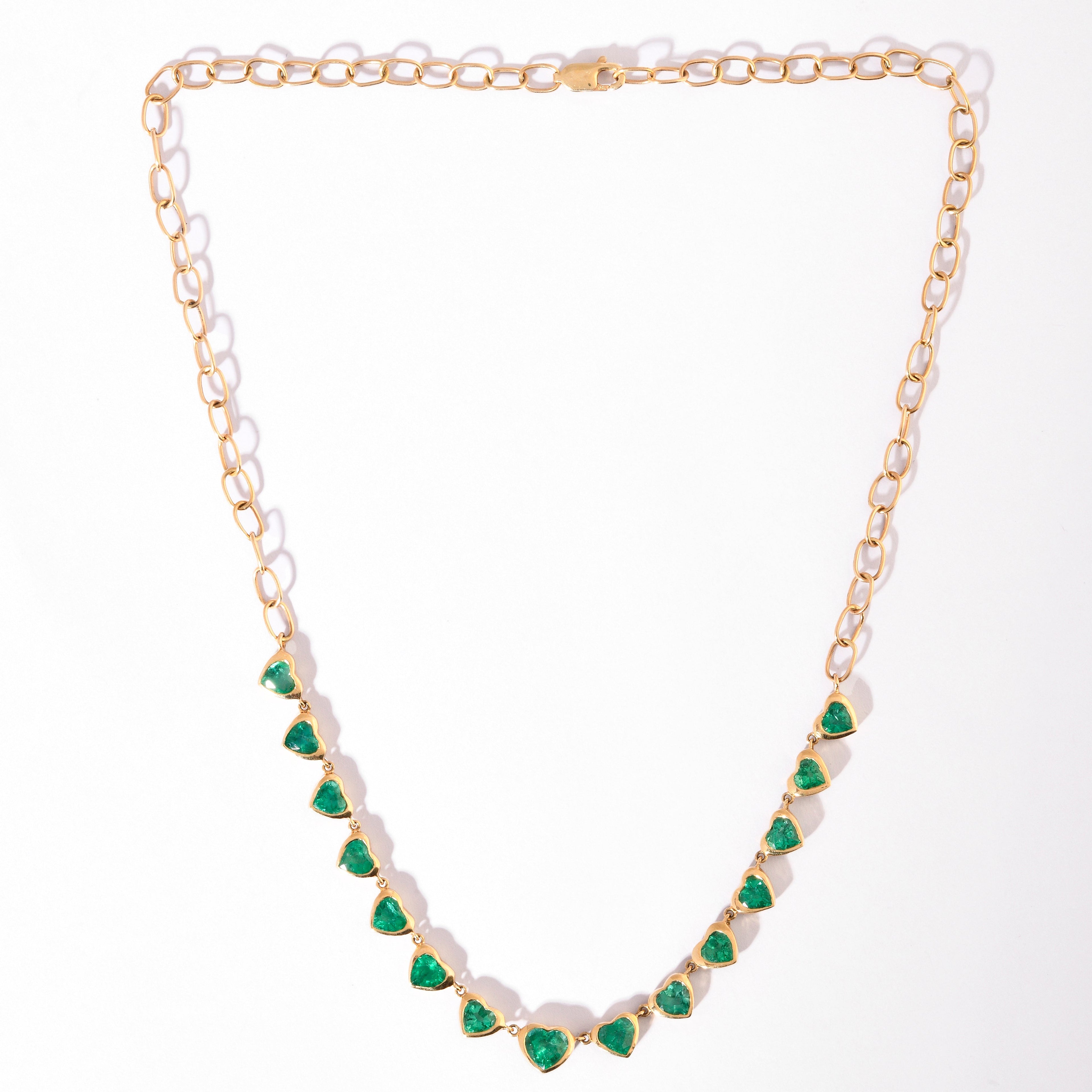 Emerald Chain Heart Necklace