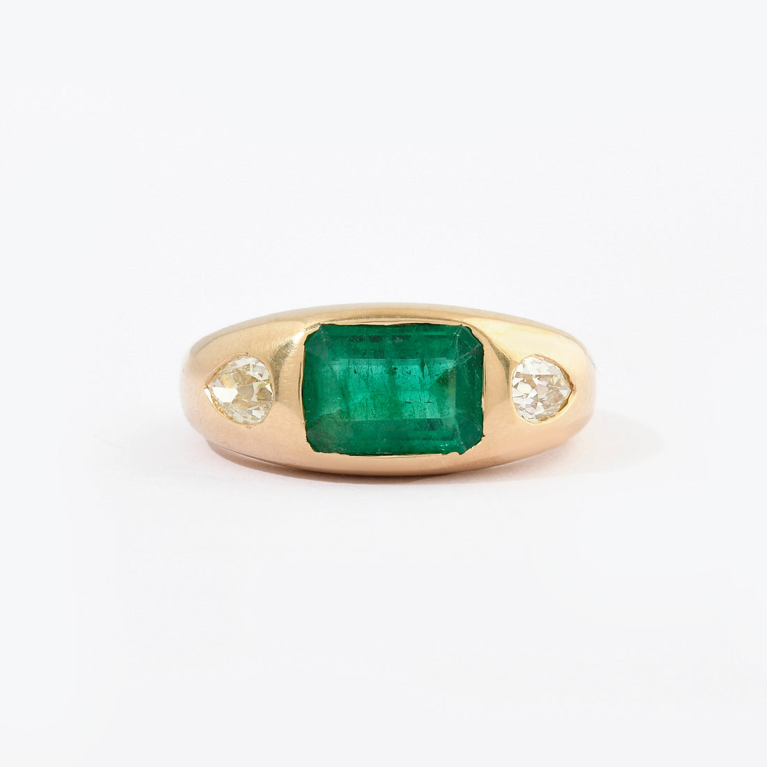 Emerald &amp; Diamond Chunky Jumbo Ring