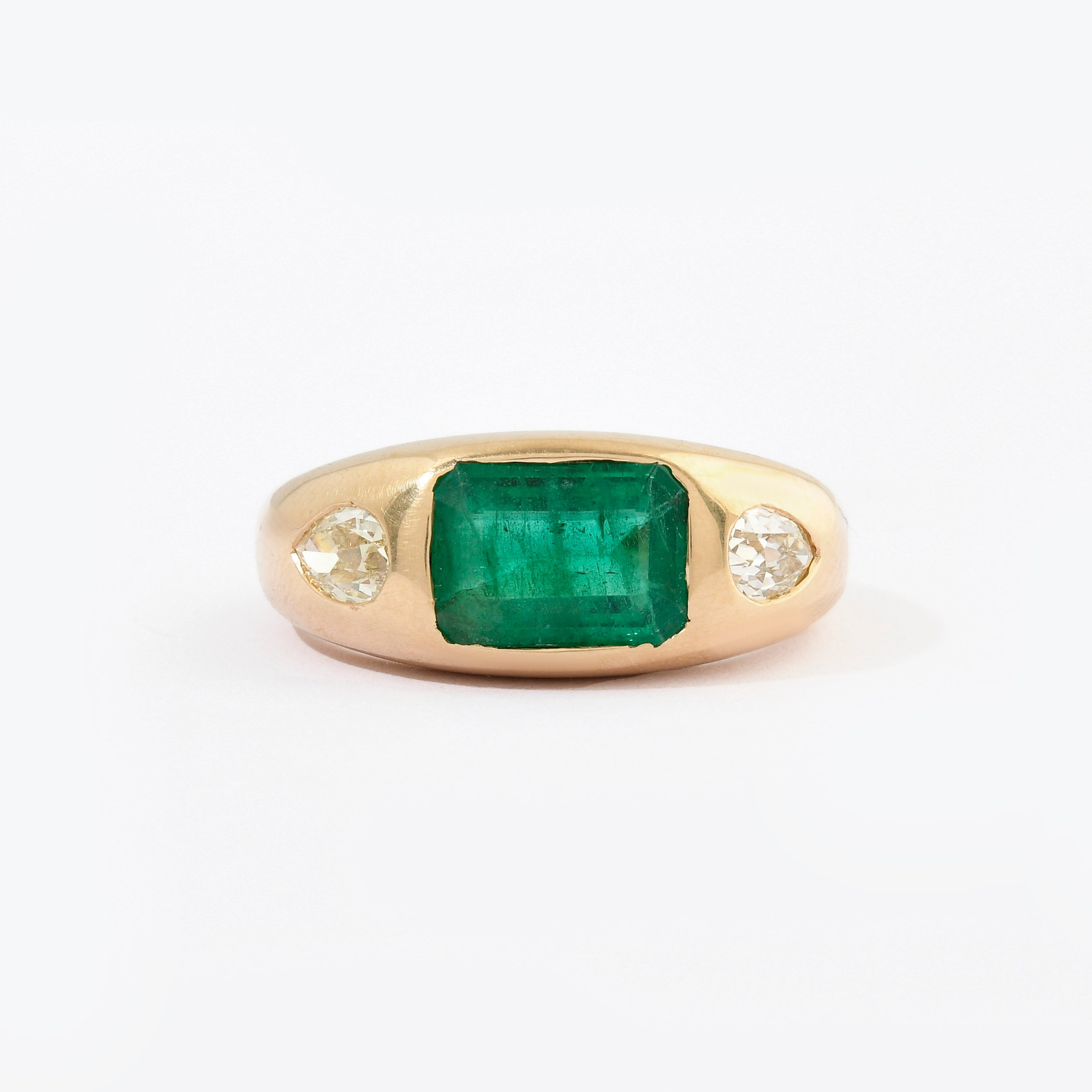 Emerald &amp; Diamond Chunky Jumbo Ring