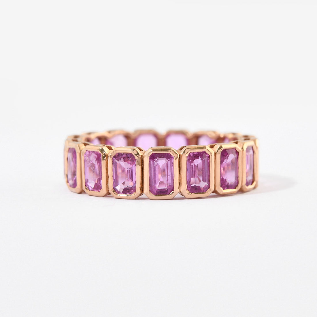 Pink Sapphire Bezel Eternity Band