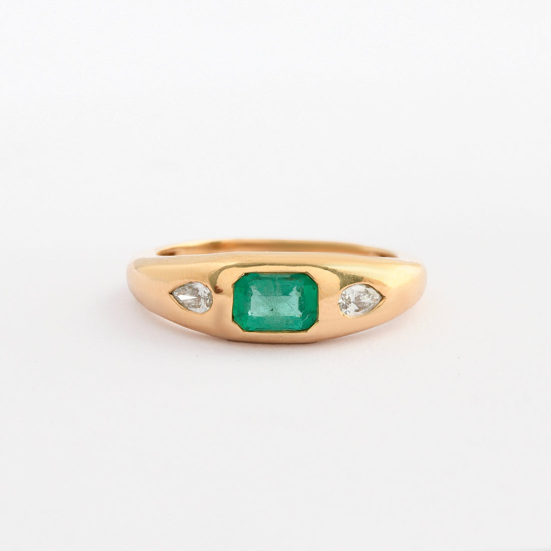 Emerald &amp; Diamond Chunky Ring