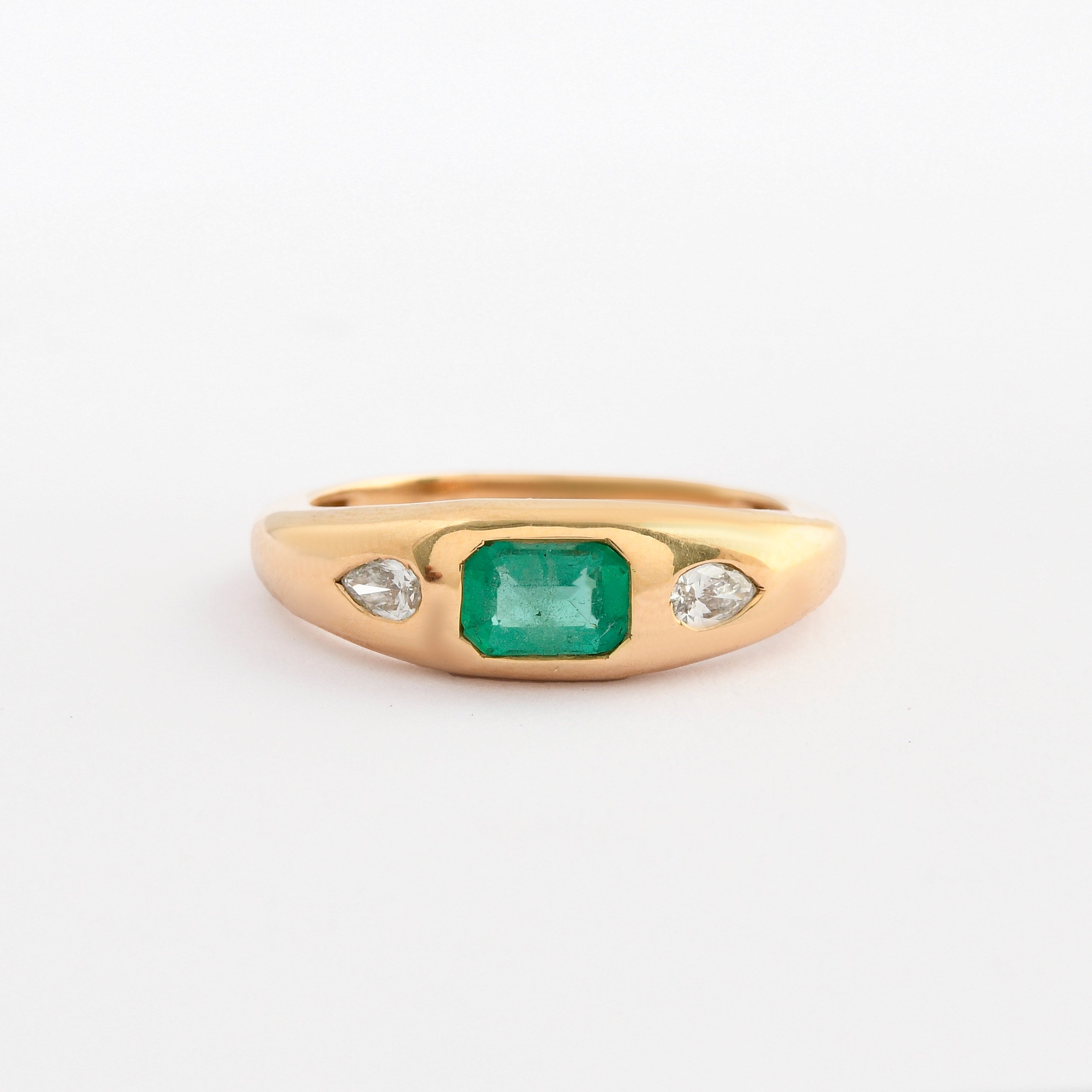 Emerald &amp; Diamond Chunky Ring