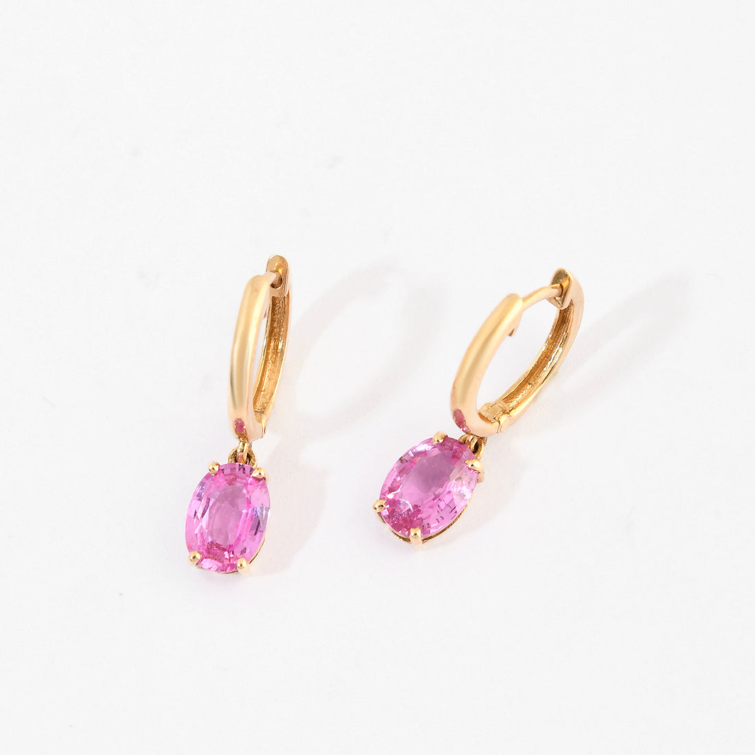 Pink Sapphire Oval Hoop Earrings