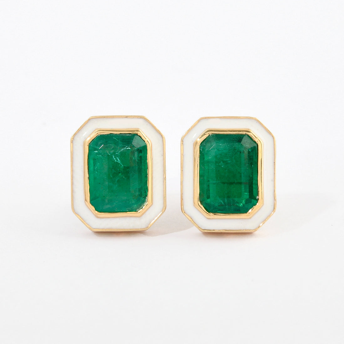 Emerald White Enamel Studs