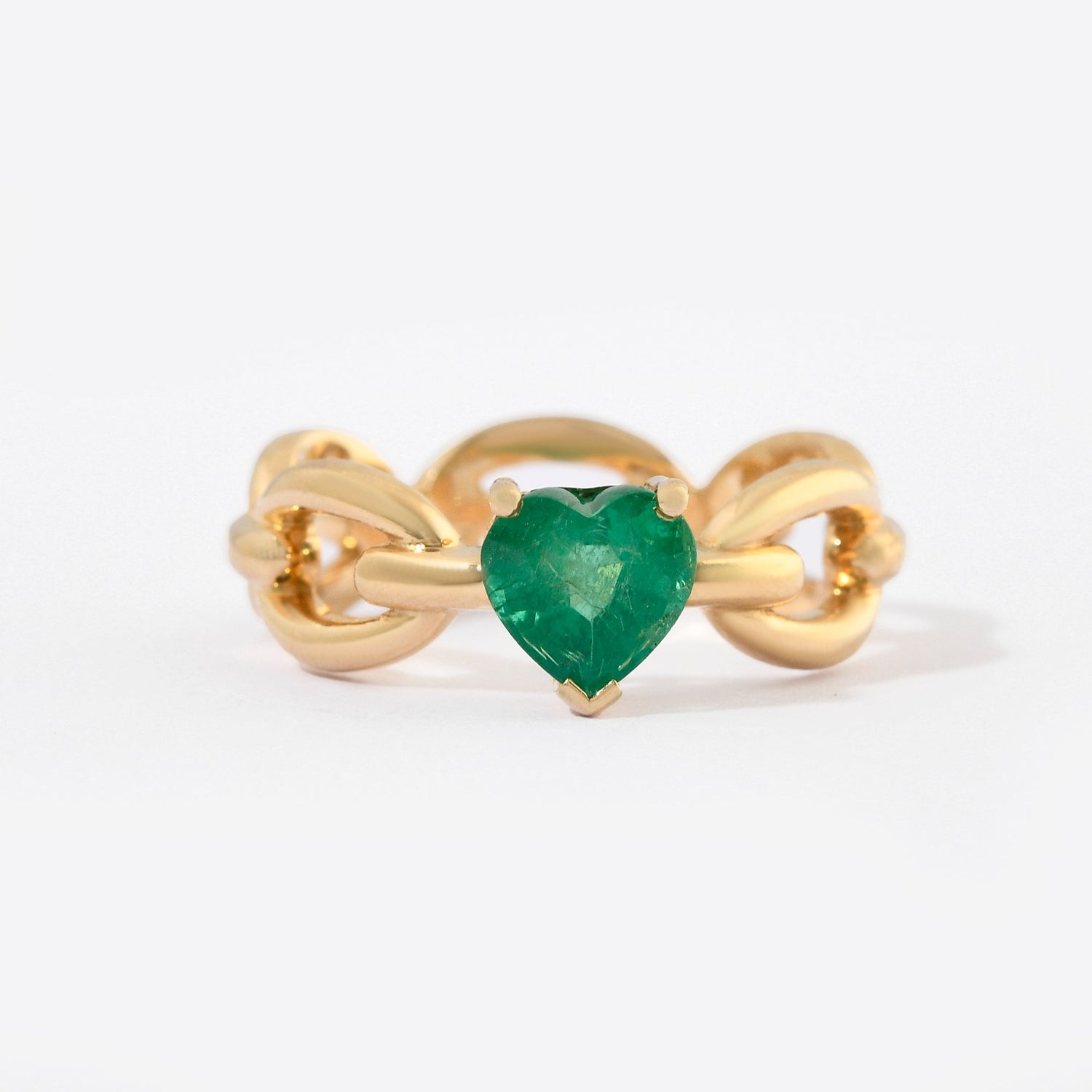 Emerald Chain Heart Ring