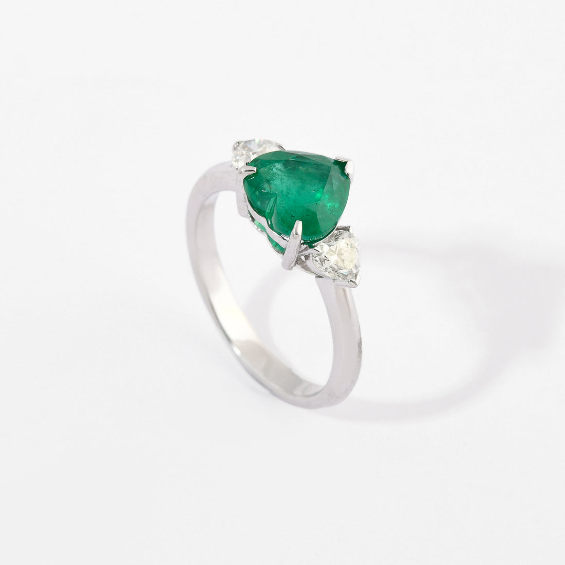 Emerald &amp; Diamond Heart Ring