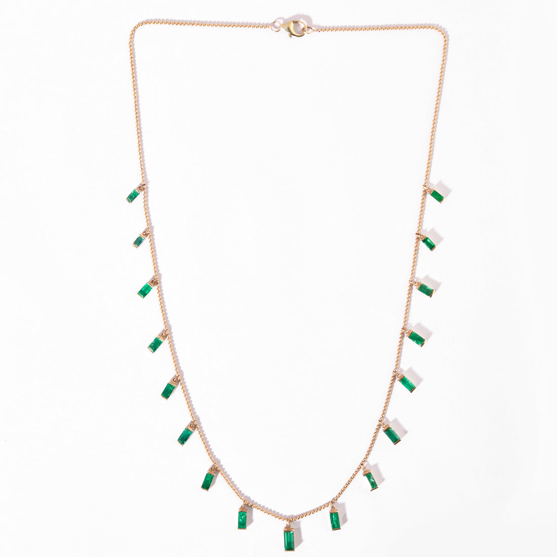 Emerald Baguette Link Chain Necklace