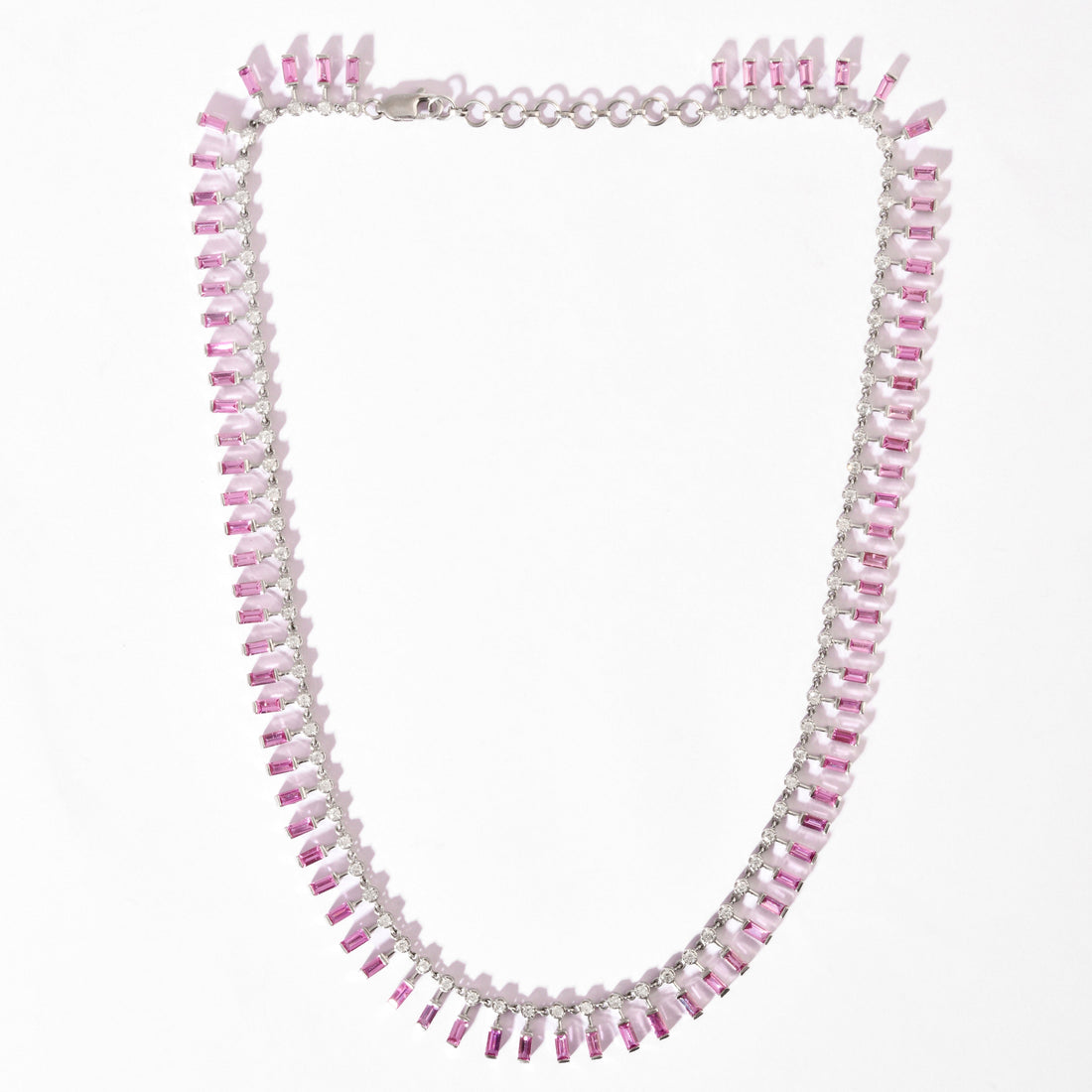 Pink Sapphire &amp; Diamond Princess Necklace