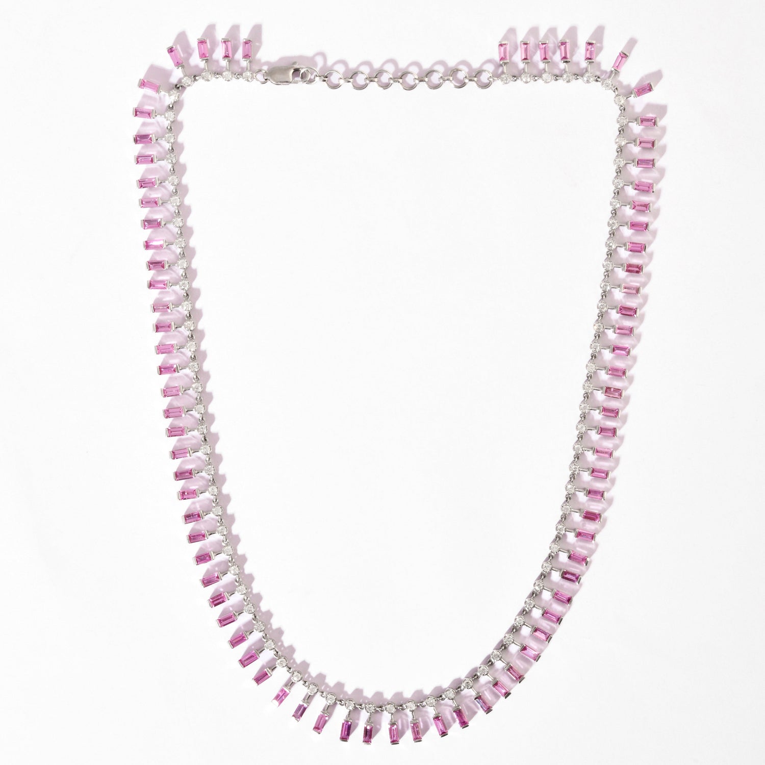 Pink Sapphire &amp; Diamond Princess Necklace