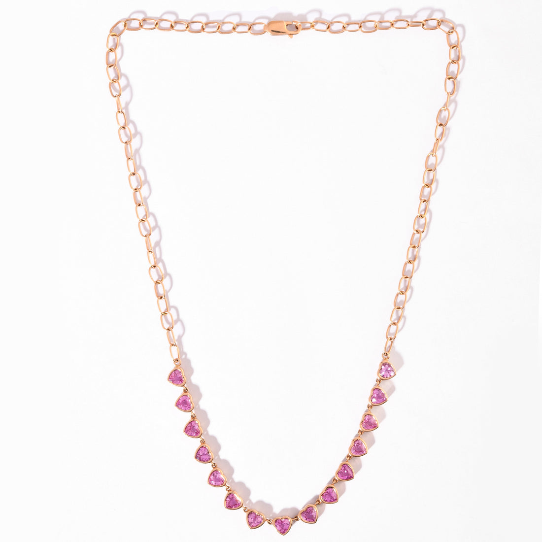 Pink Sapphire Chain Heart Necklace