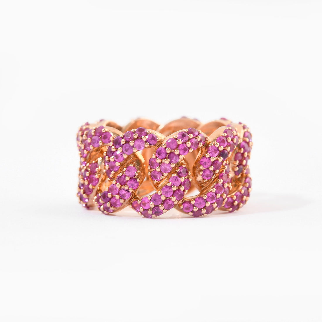 Pink Sapphire Pave Link Ring