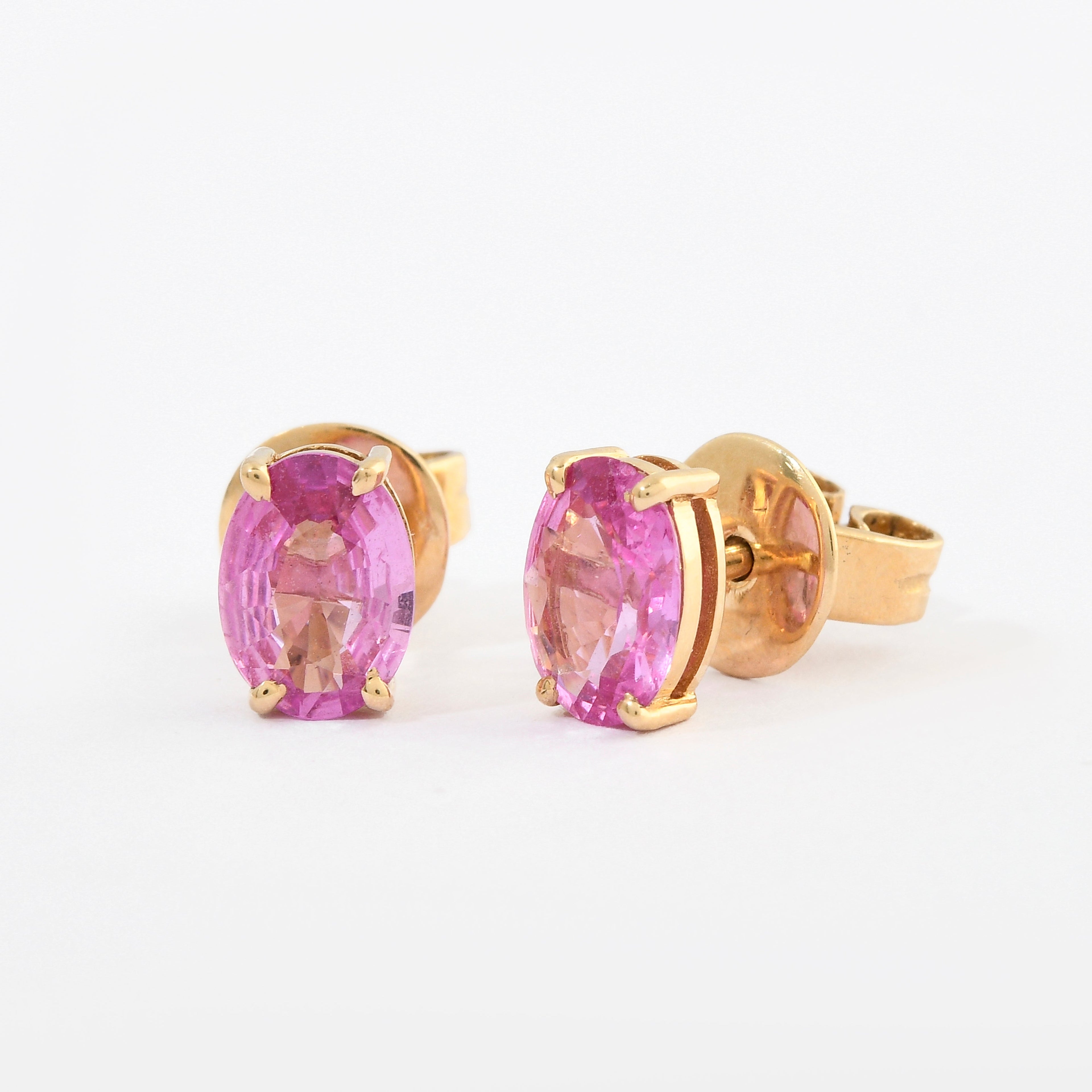 Pink Sapphire Oval Studs