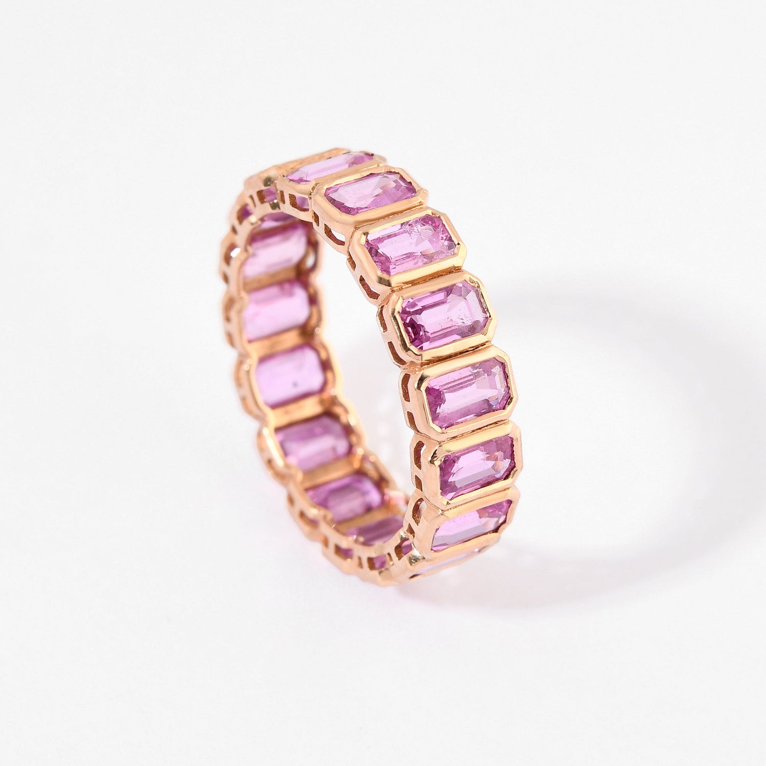 Pink Sapphire Bezel Eternity Band