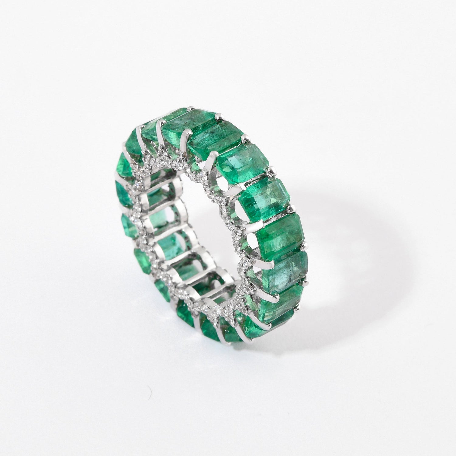 Emerald &amp; Diamond Eternity Band