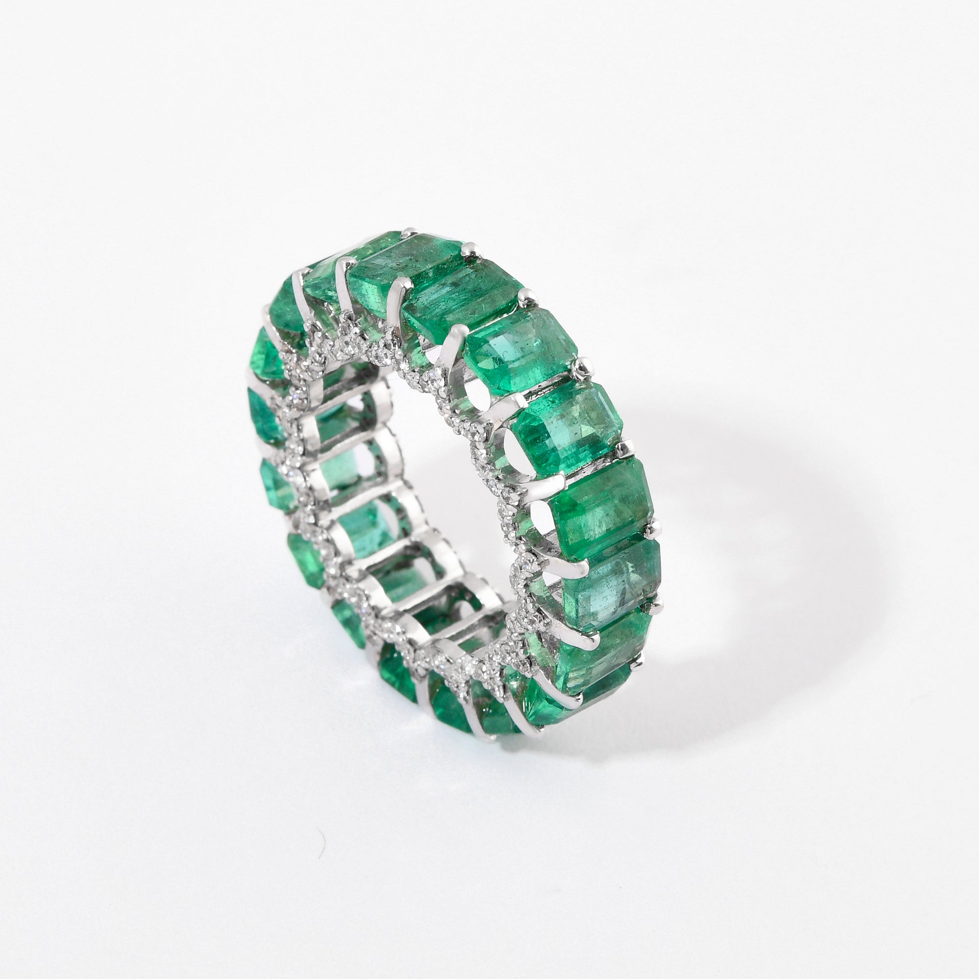 Emerald &amp; Diamond Eternity Band