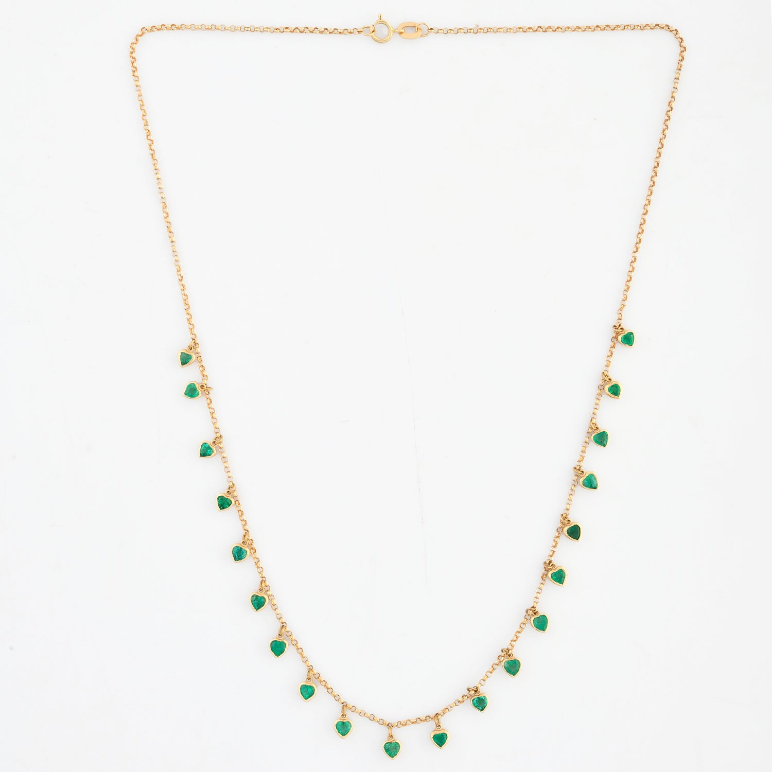 Emerald Heart Link Chain Necklace