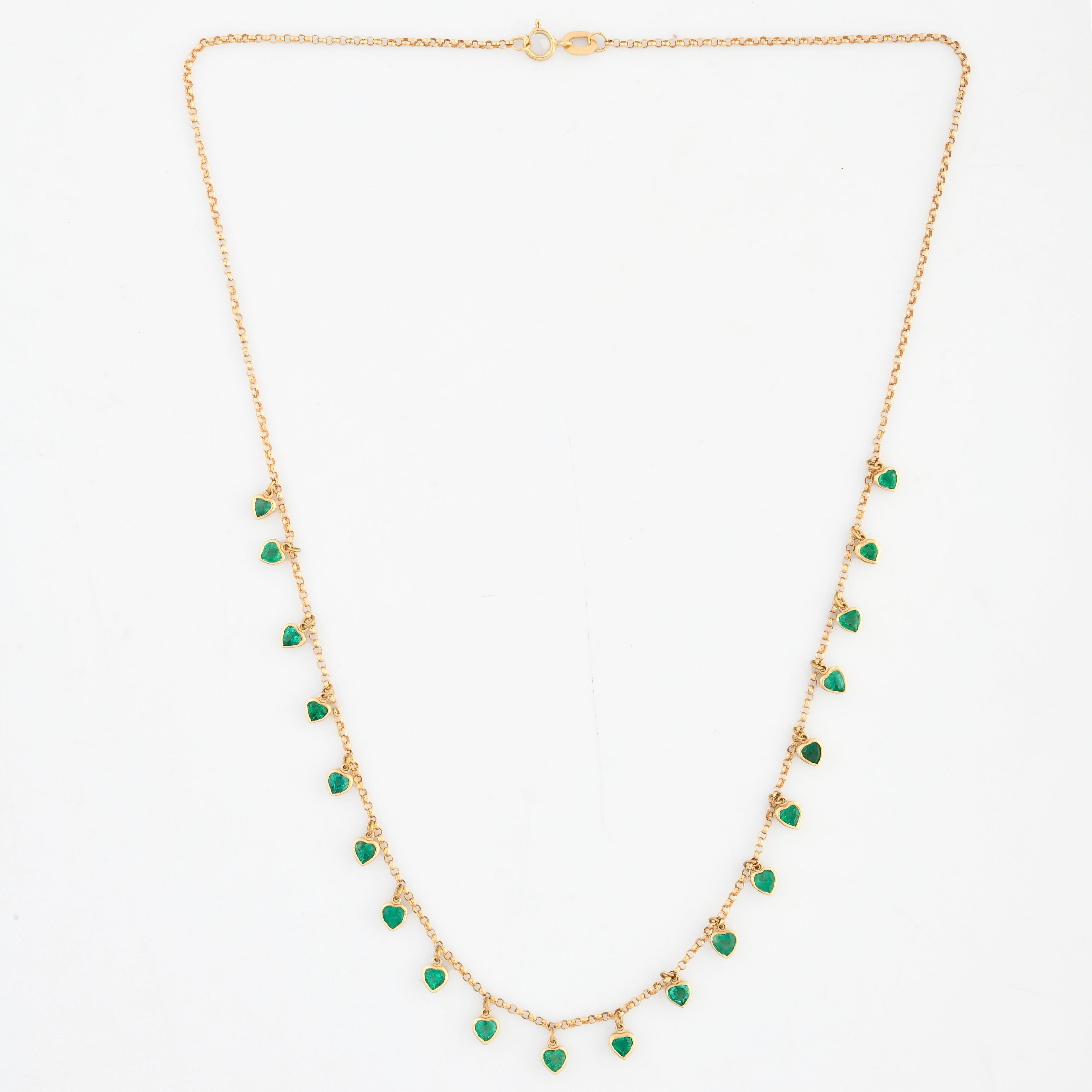 Emerald Heart Link Chain Necklace