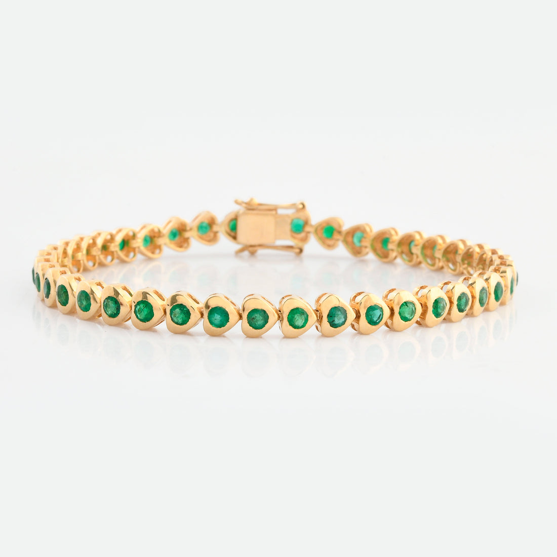 Emerald Heart Mini Round Tennis Bracelet