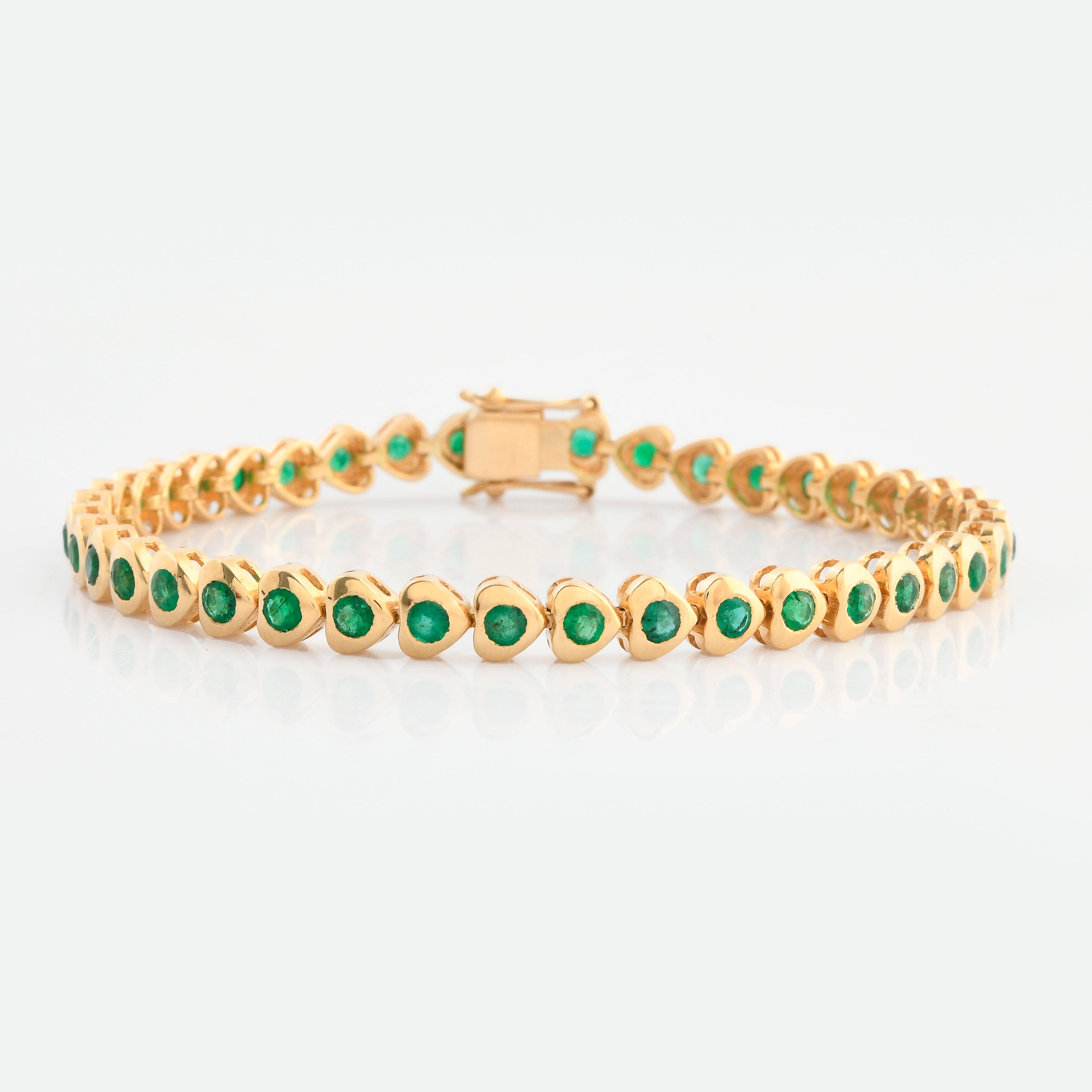 Emerald Heart Mini Round Tennis Bracelet