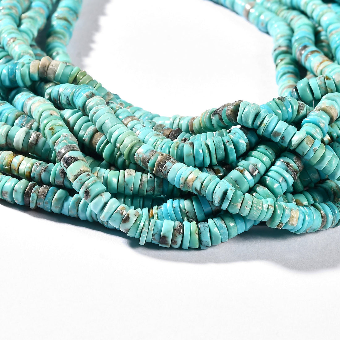 NATURAL TURQUOISE HEISHI 5-6 MM - 1 STRAND - 40 CM