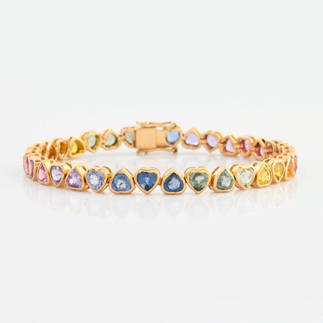 Rainbow Sapphire Mixed Heart Bracelet