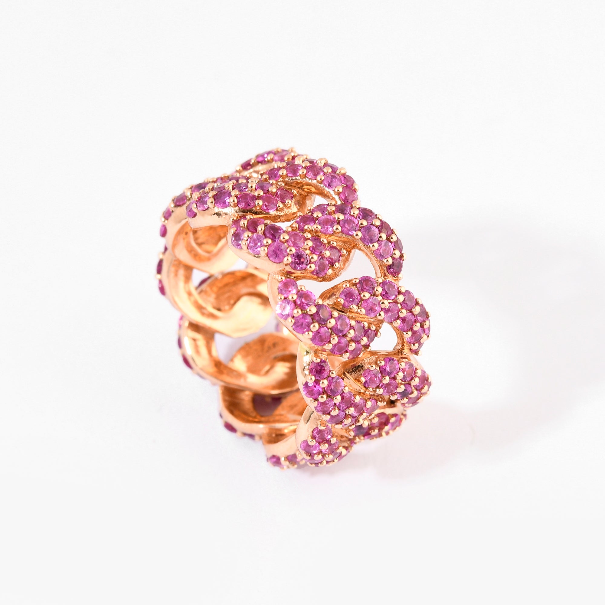 Pink Sapphire Pave Link Ring