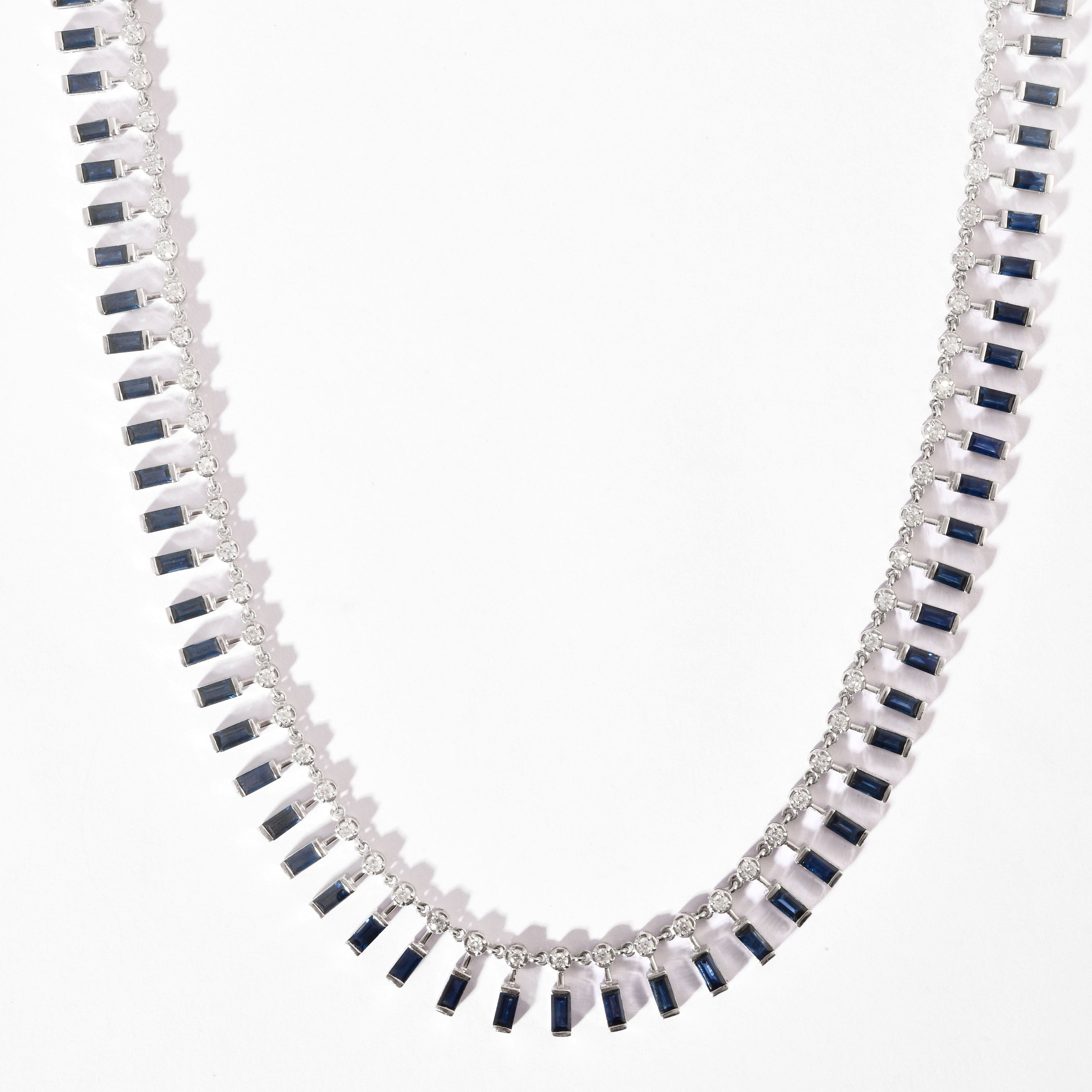 Blue Sapphire &amp; Diamond Princess Necklace