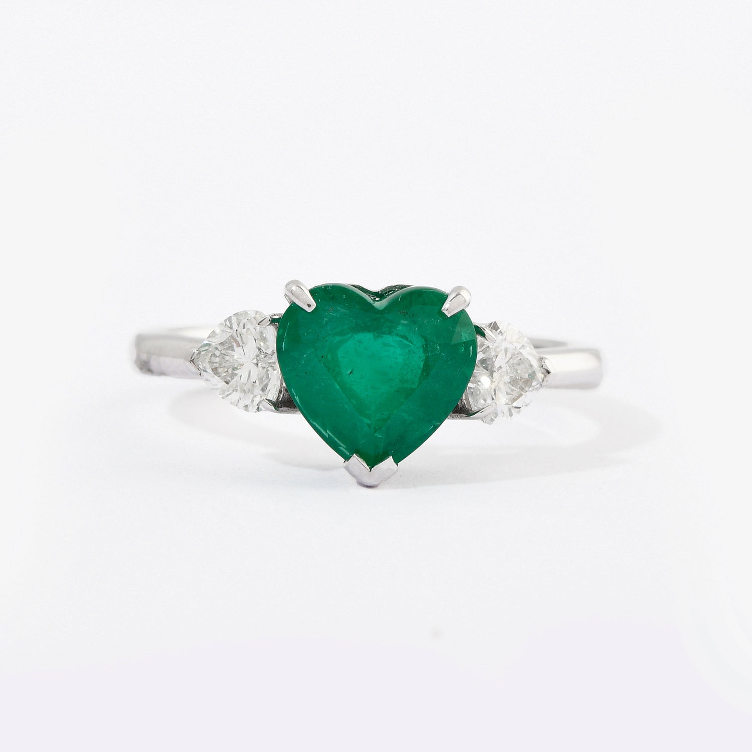 Emerald &amp; Diamond Heart Ring