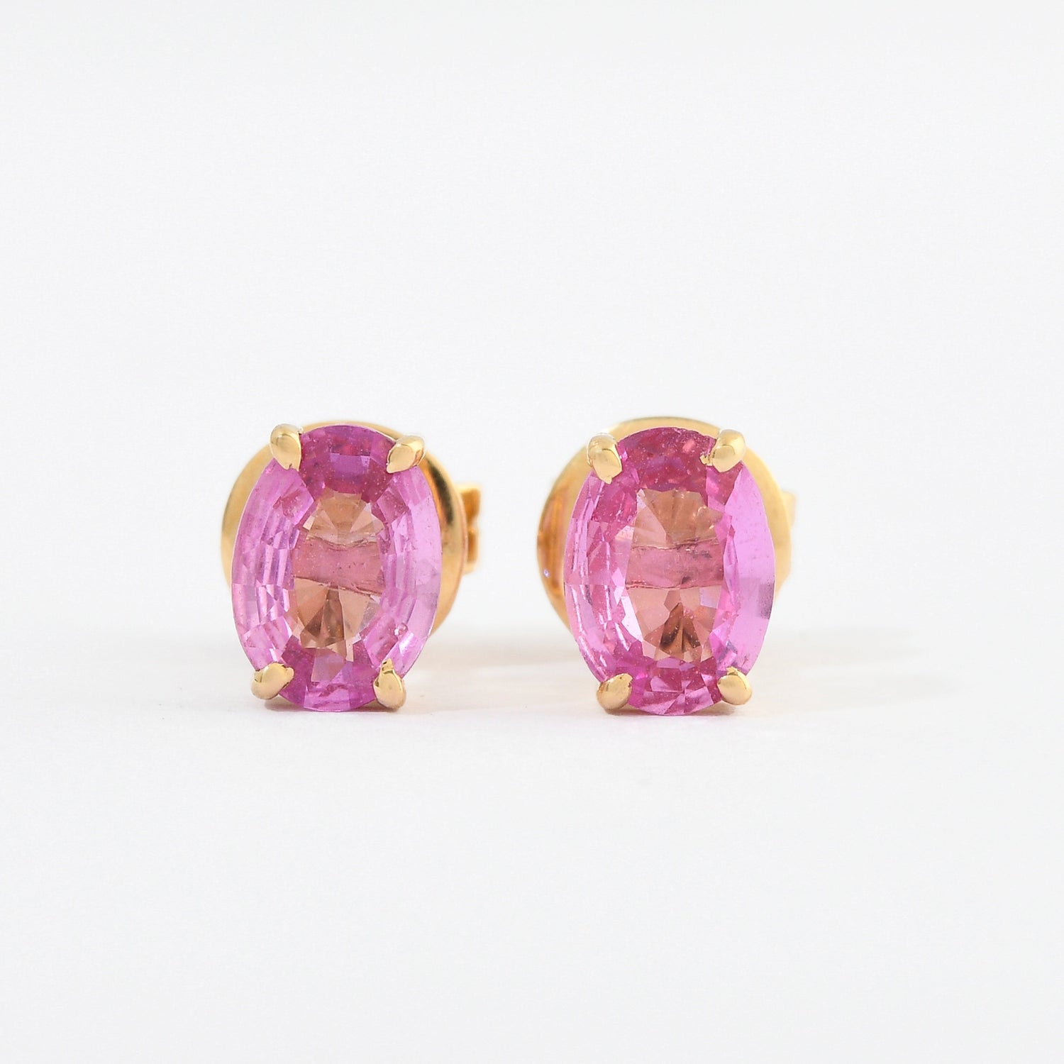 Pink Sapphire Oval Studs