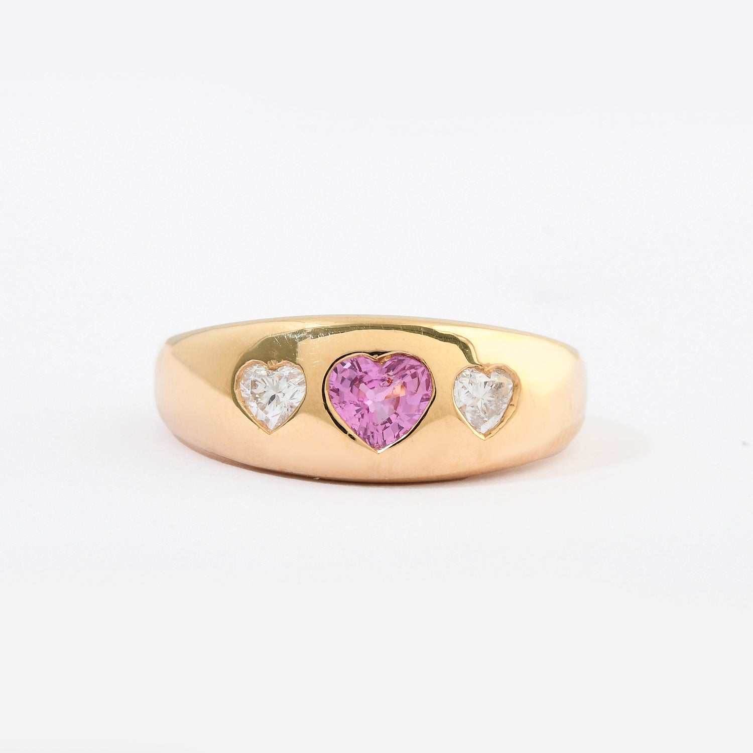 Pink Sapphire &amp; Diamond Chunky Jumbo Heart Ring