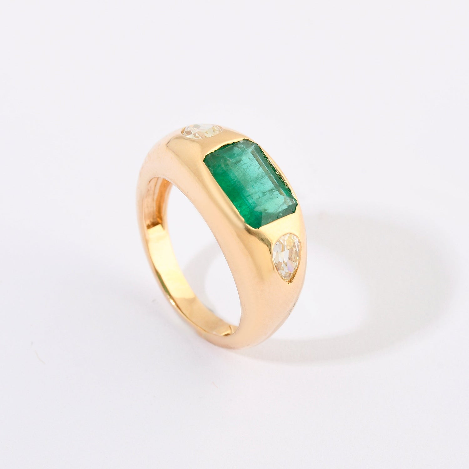 Emerald &amp; Diamond Chunky Jumbo Ring