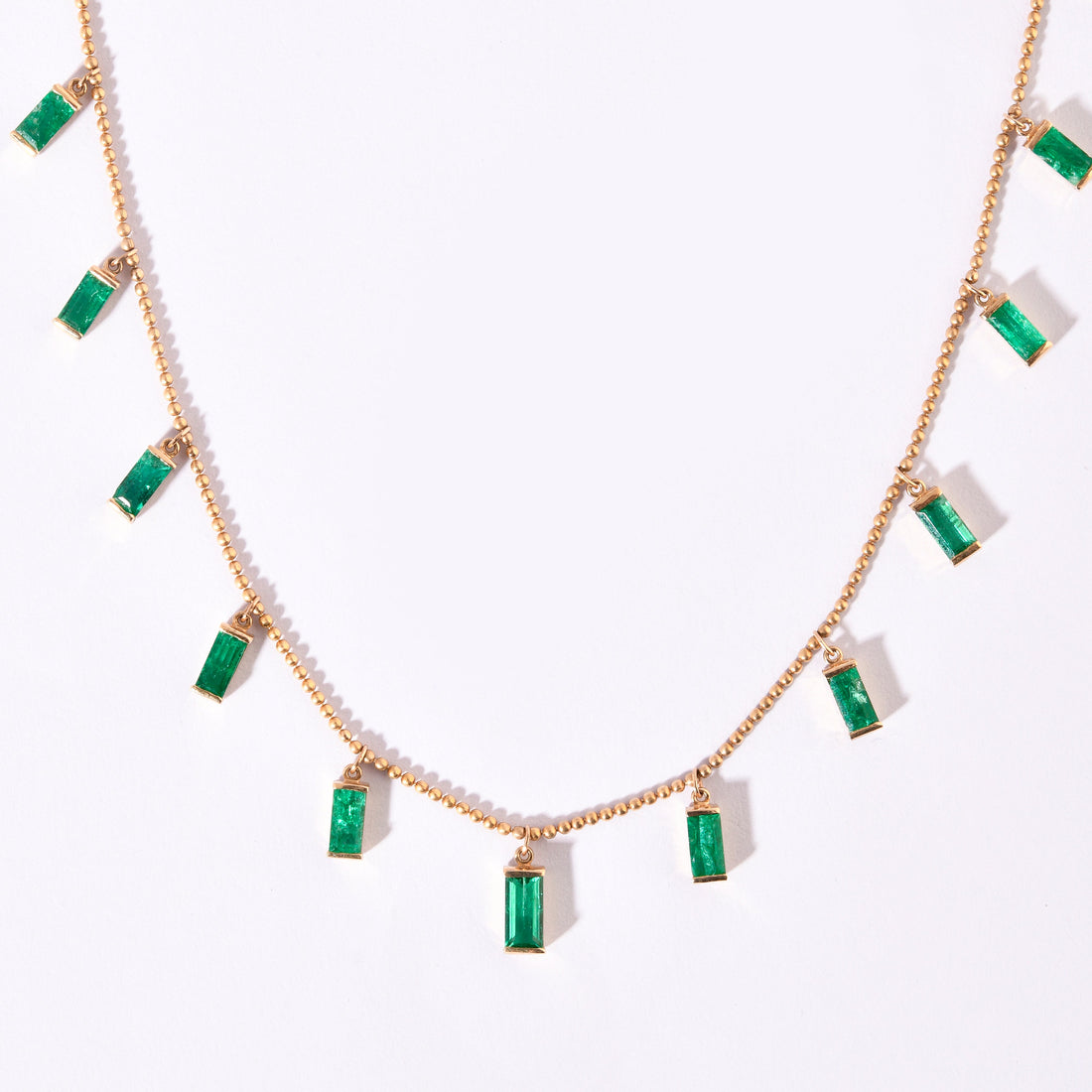 Emerald Baguette Link Chain Necklace