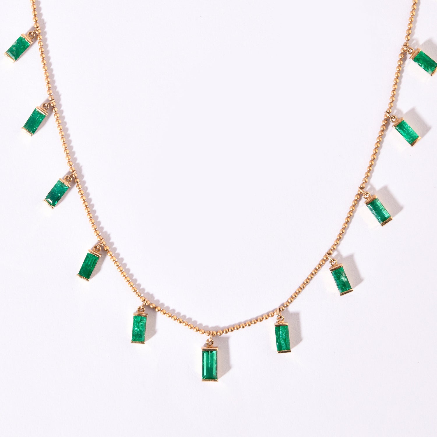 Emerald Baguette Link Chain Necklace