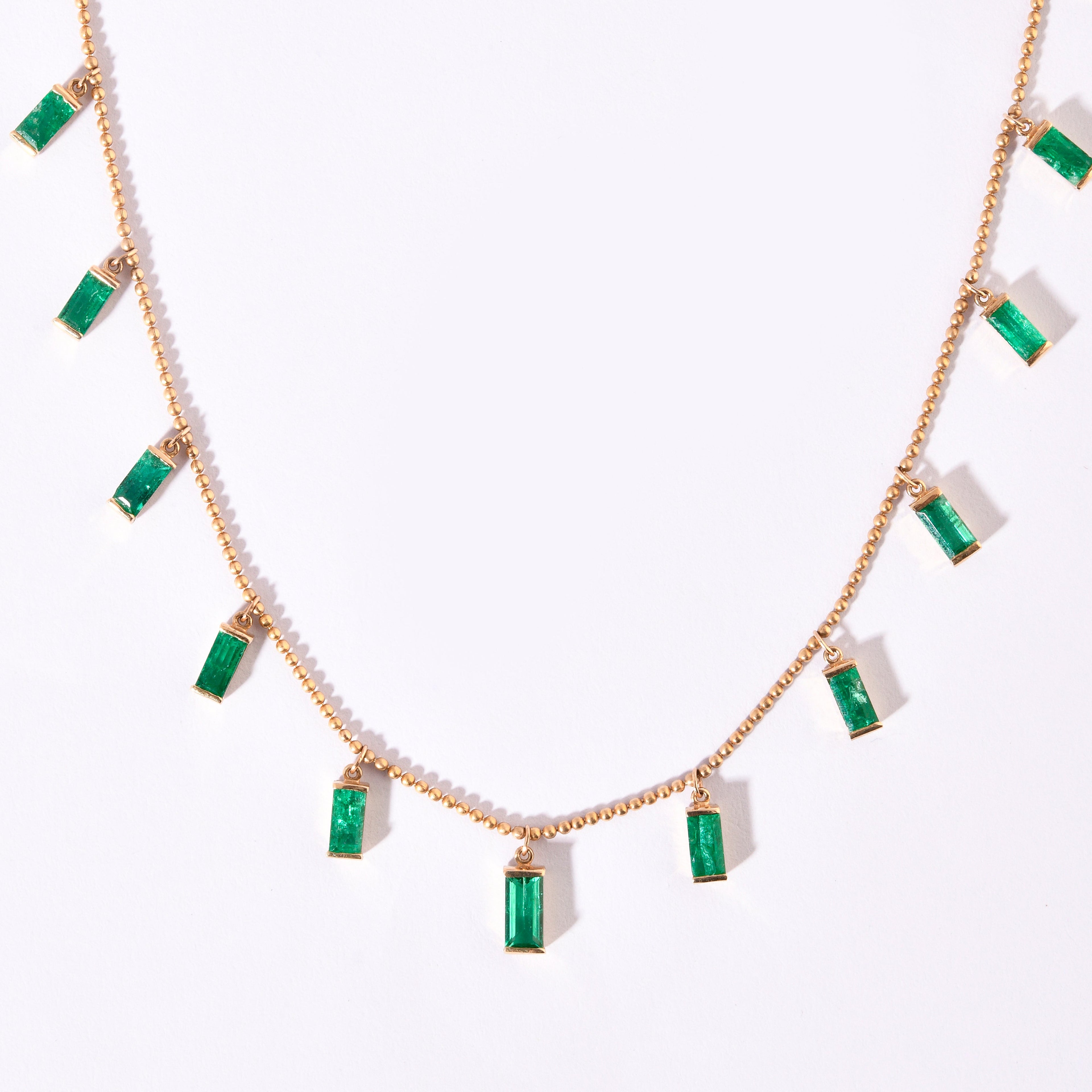 Emerald Baguette Link Chain Necklace