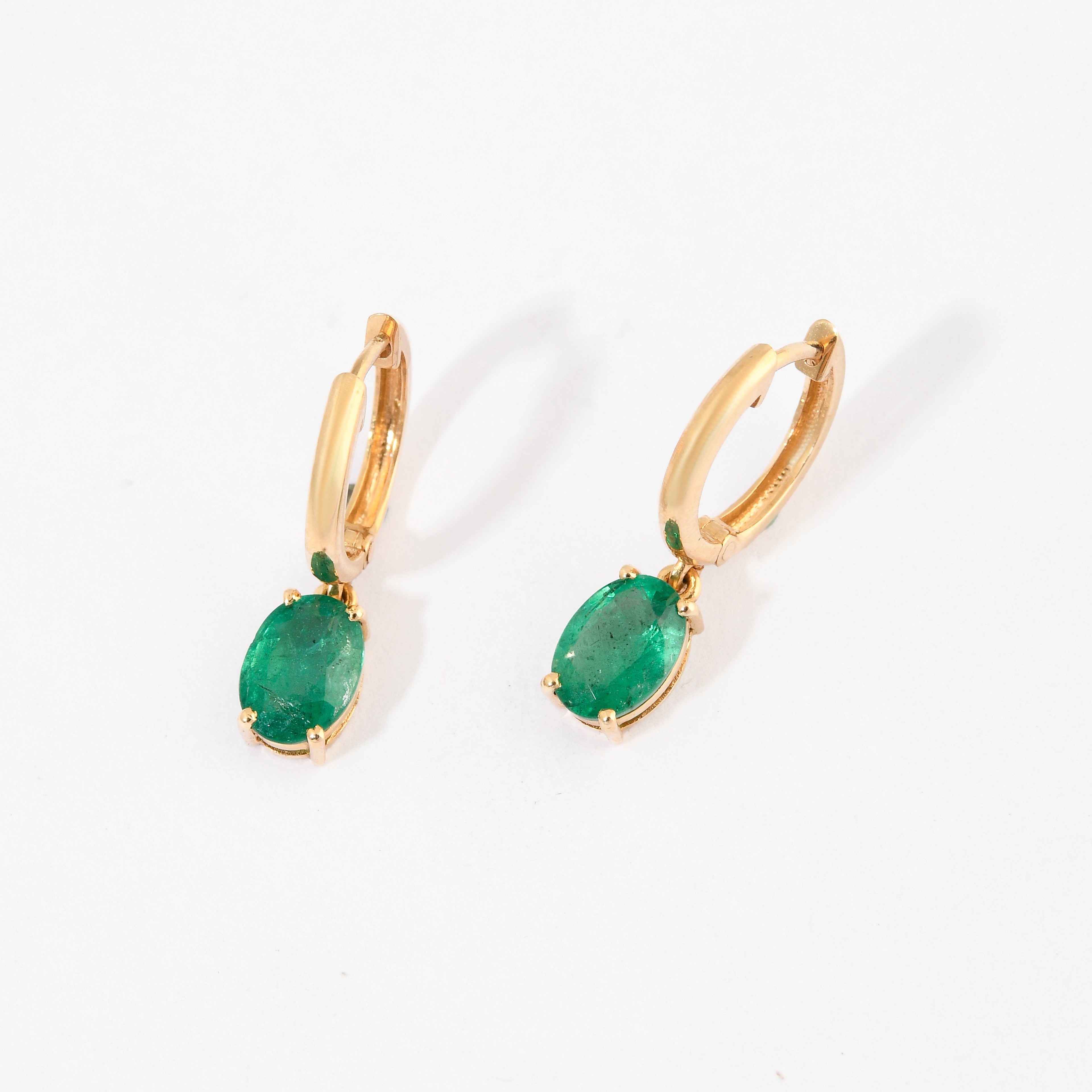 Emerald Oval Hoop Earrings