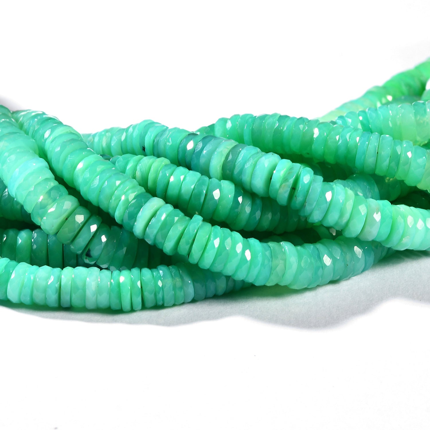 CHRYSOPRASE HEISHI 6.5-7 MM - 1 STRAND - 20 CM