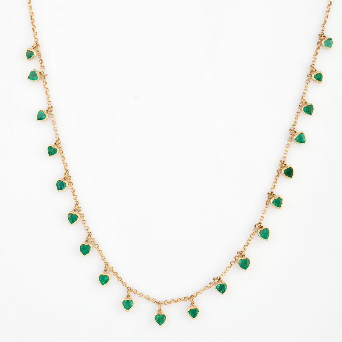 Emerald Heart Link Chain Necklace