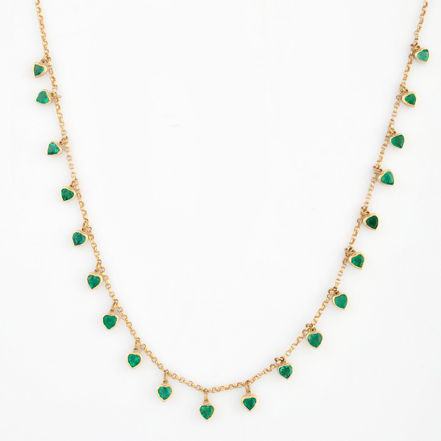 Emerald Heart Link Chain Necklace