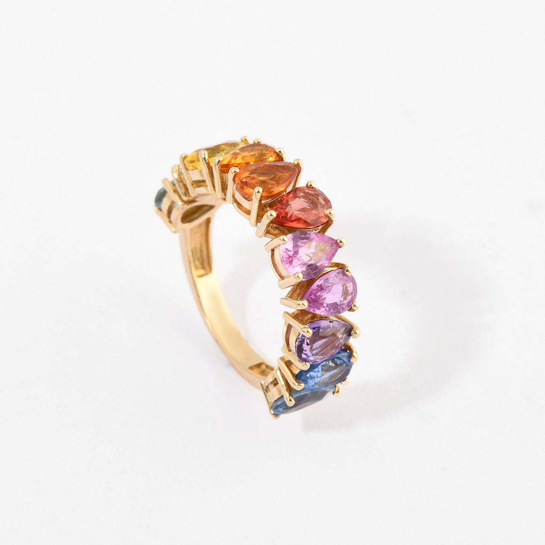 Rainbow Sapphire Pear Ring