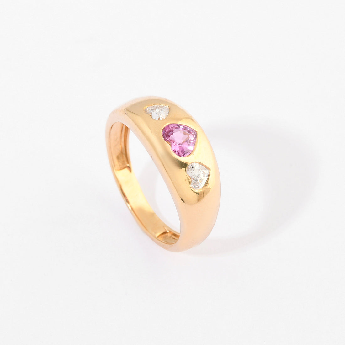 Pink Sapphire &amp; Diamond Chunky Jumbo Heart Ring