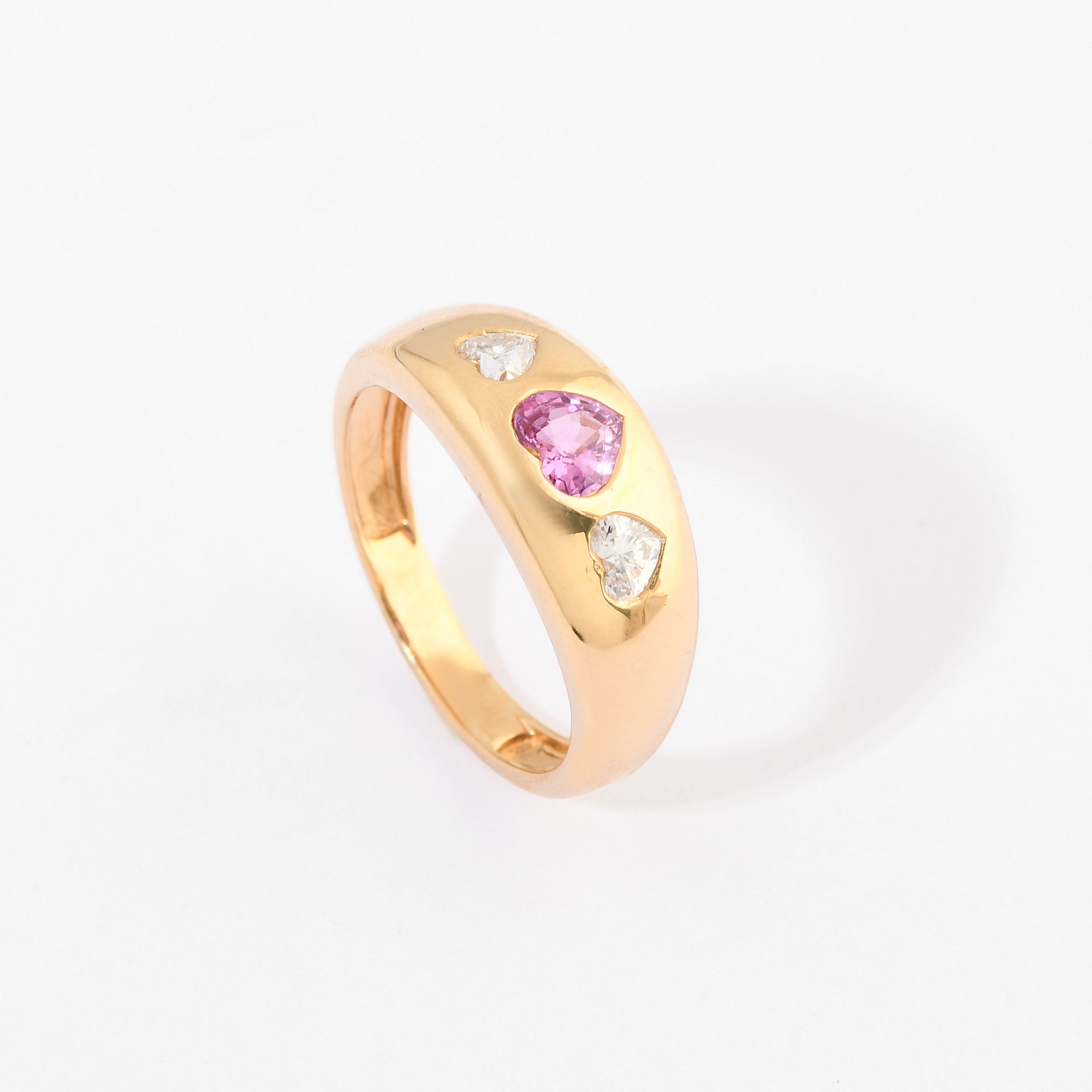 Pink Sapphire &amp; Diamond Chunky Jumbo Heart Ring