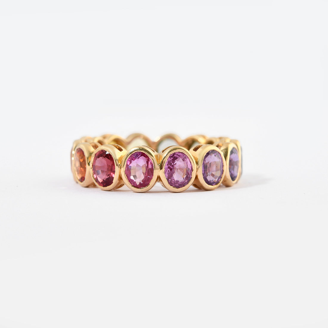 Rainbow Sapphire Oval Bezel Set Eternity Band