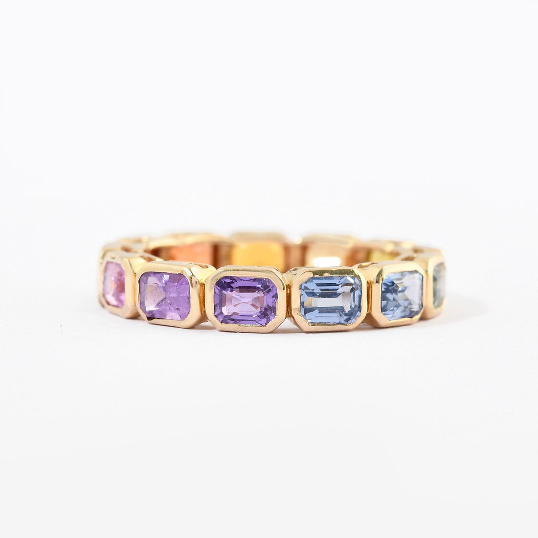 Rainbow Sapphire Bezel Set Eternity Band