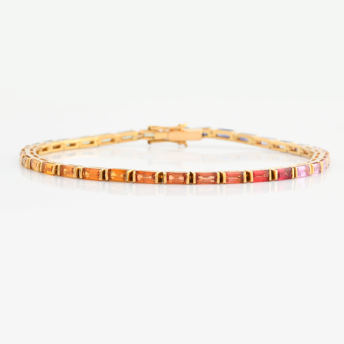 Rainbow Sapphire Baguette Tennis Bracelet