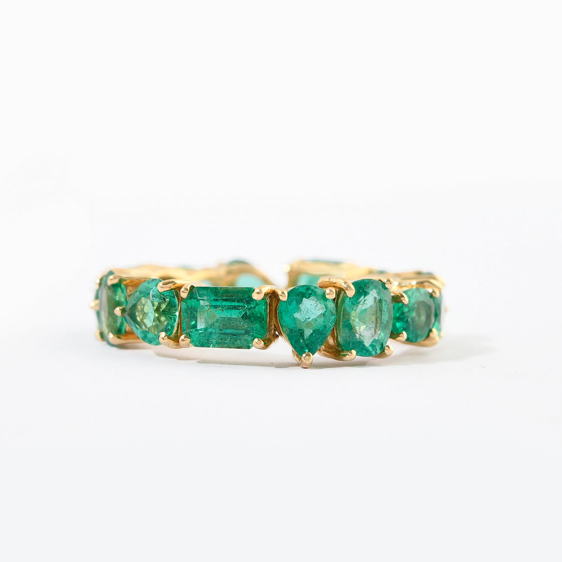 Emerald Mixed Shapes Eternity Band