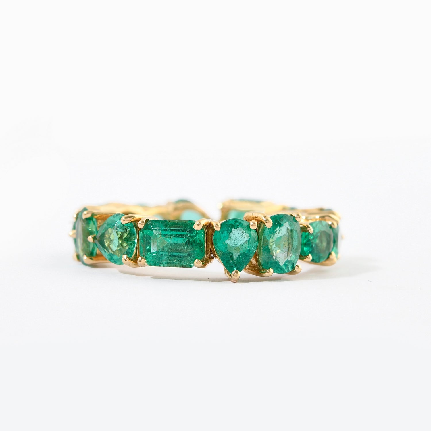 Emerald Mixed Shapes Eternity Band