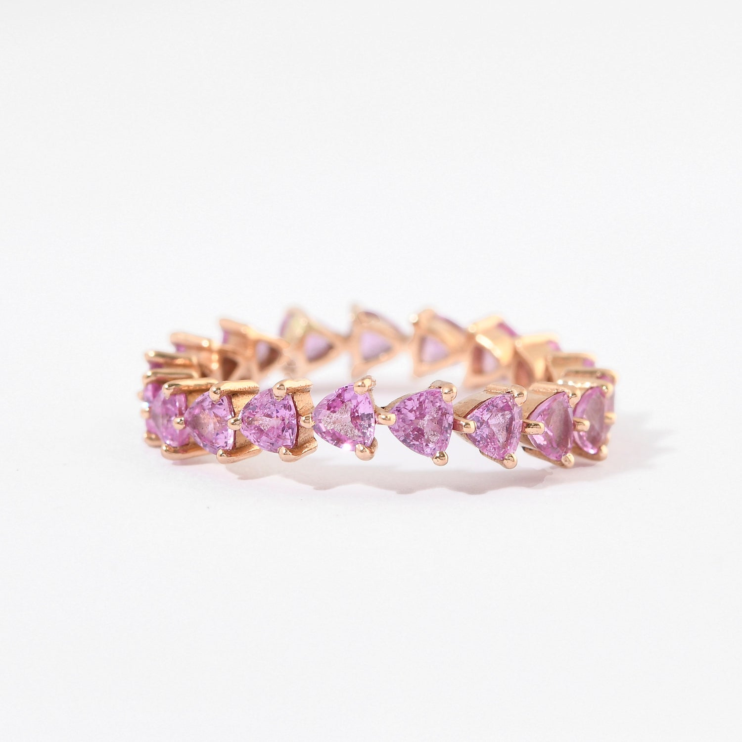 Pink Sapphire Trillion Eternity Band