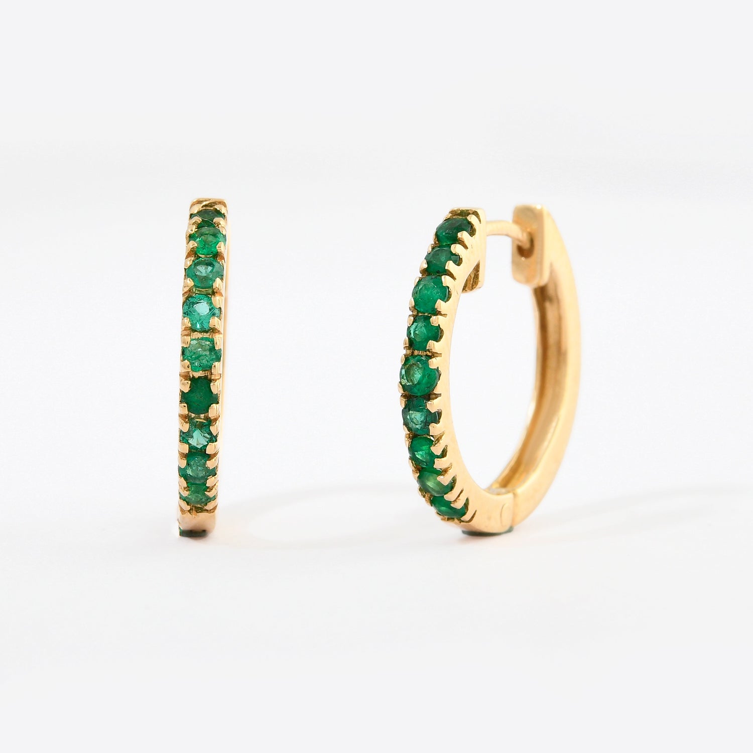 Emerald Round Hoop Earrings