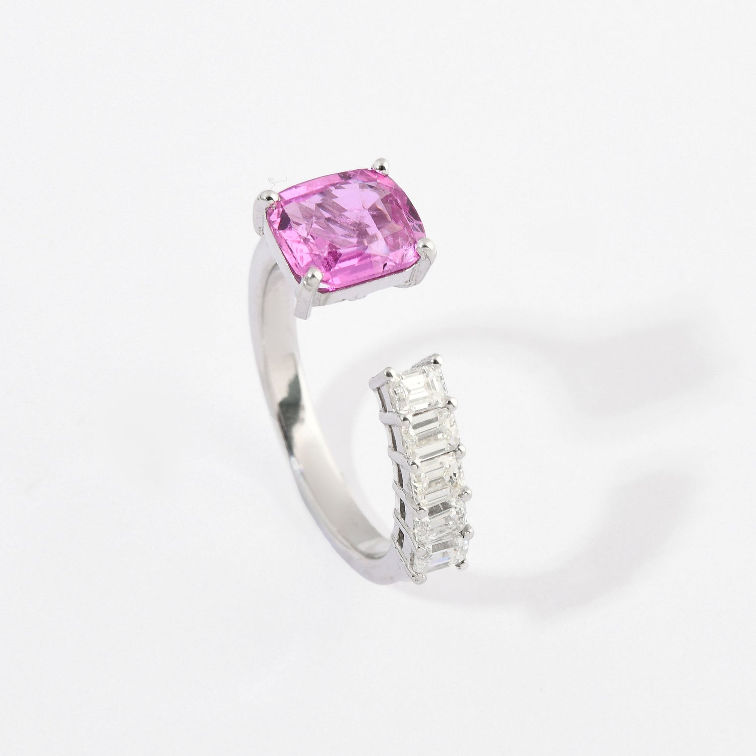 Pink Sapphire &amp; Diamond Floating Ring